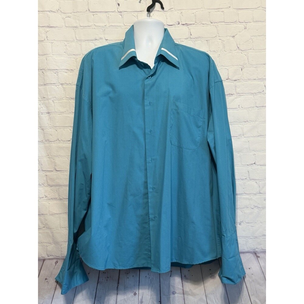 Jean/Paul Men's 3XL 19-19.5 Blue Designer Dress Shirt Hand Stitched Italian